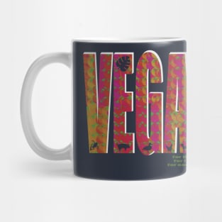 Vegan lettering with psychedelic overlay pattern Mug